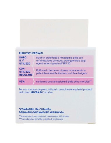 Nivea Crema Viso 50ml - Nutriente Pelli Secche + Acido Ialuronico - Spf 30